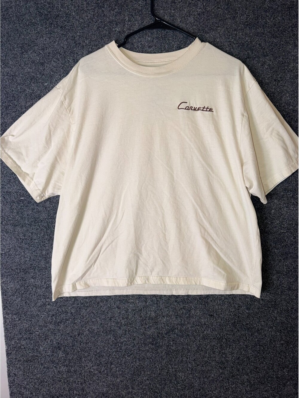 Official GM Corvette T Shirt Mens XL Cream Off White 1962 C1 Graphic Tee Short S